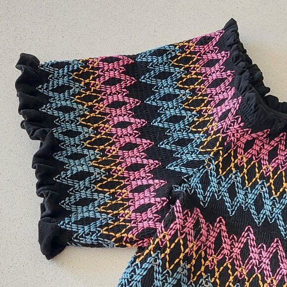 Torrid Off Shoulder Black Embroidered Skater Dress Plus Size 2 - Picture 5 of 9